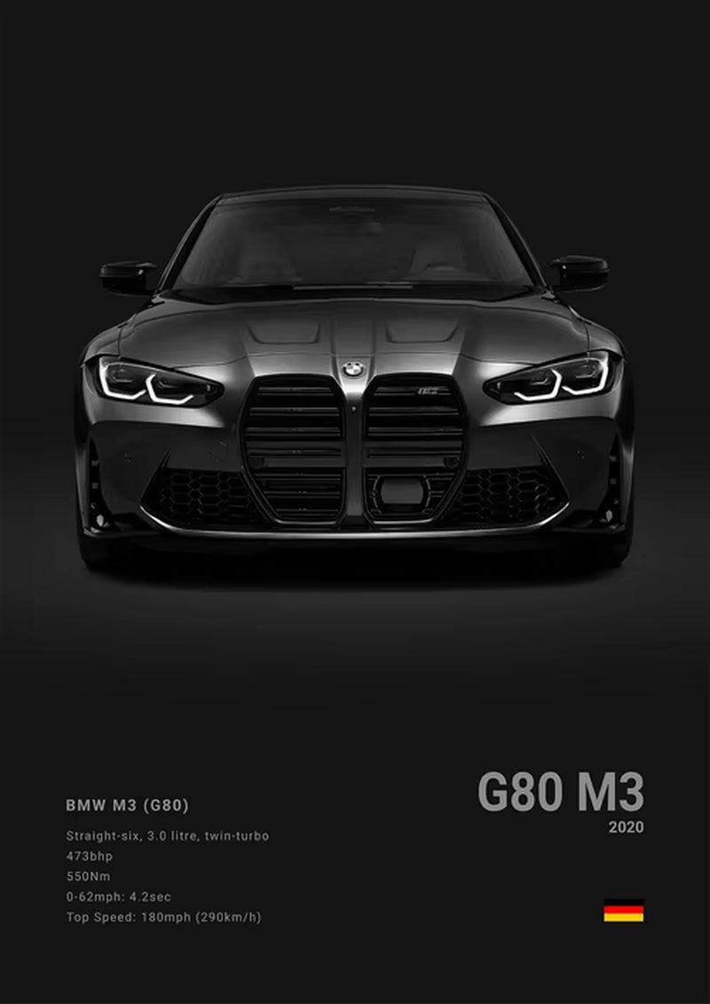 Black Background Sports Cars Poster and Prints F87 M3 M4 G90 E46 Luxury Car Canvas Painting Wall Art Pictures Room Office