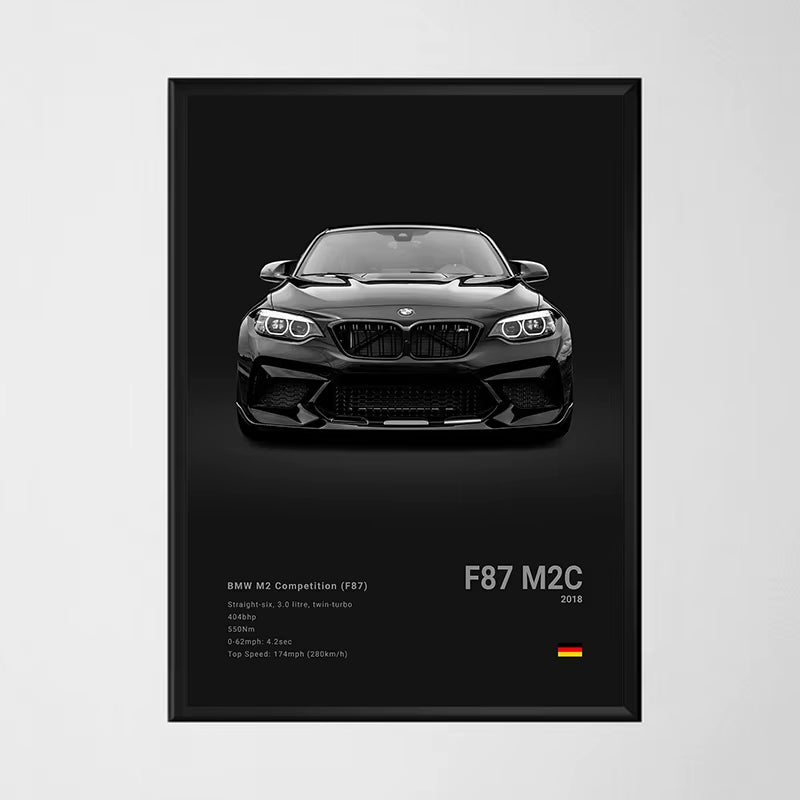 Black Background Sports Cars Poster and Prints F87 M3 M4 G90 E46 Luxury Car Canvas Painting Wall Art Pictures Room Office