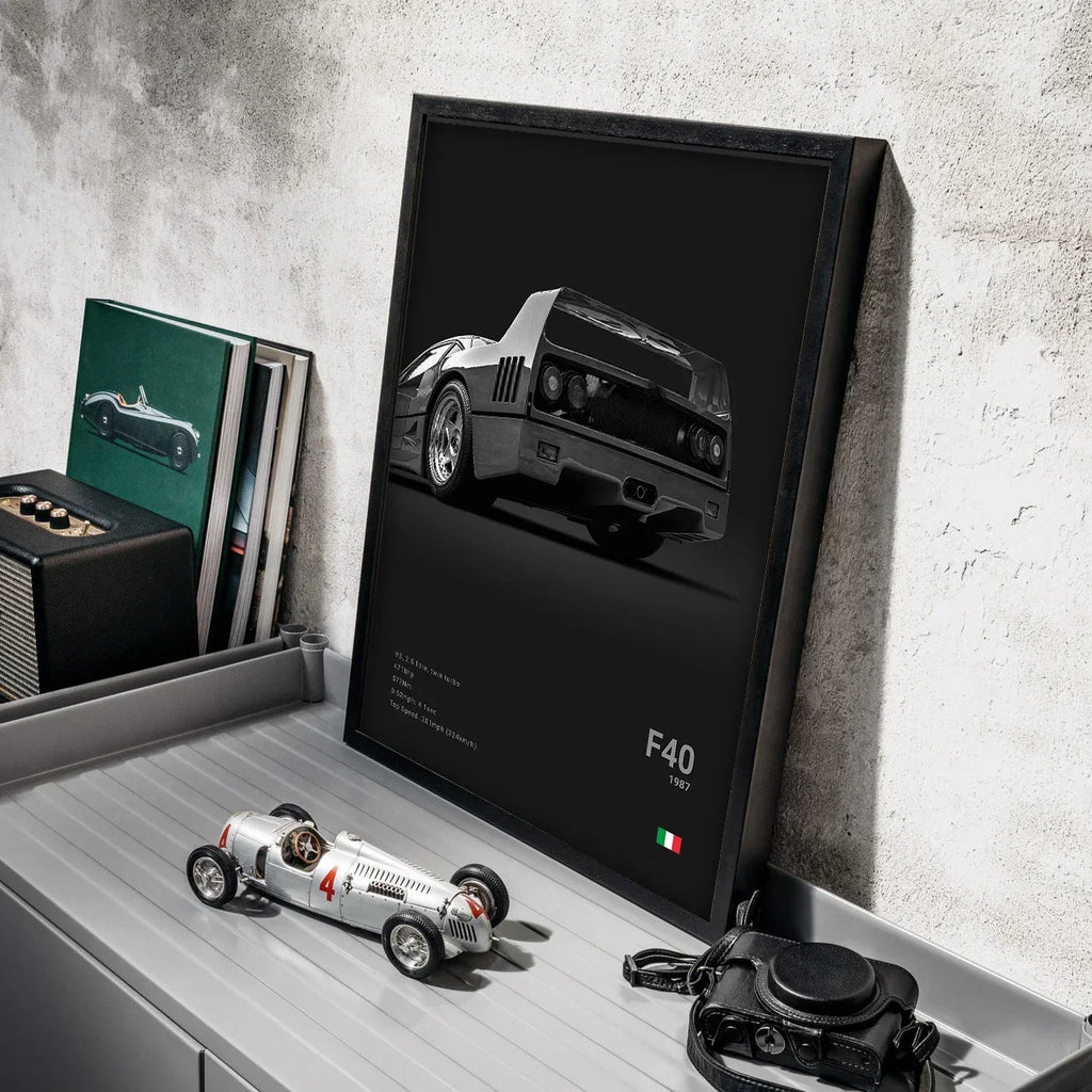 Pop Black and White Italy Cars Luxury Super Sport Car Poster Aesthetic F40 GTO GTB Canvas Print for Wall Art Garage Room Decor