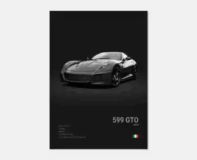 Pop Black and White Italy Cars Luxury Super Sport Car Poster Aesthetic F40 GTO GTB Canvas Print for Wall Art Garage Room Decor