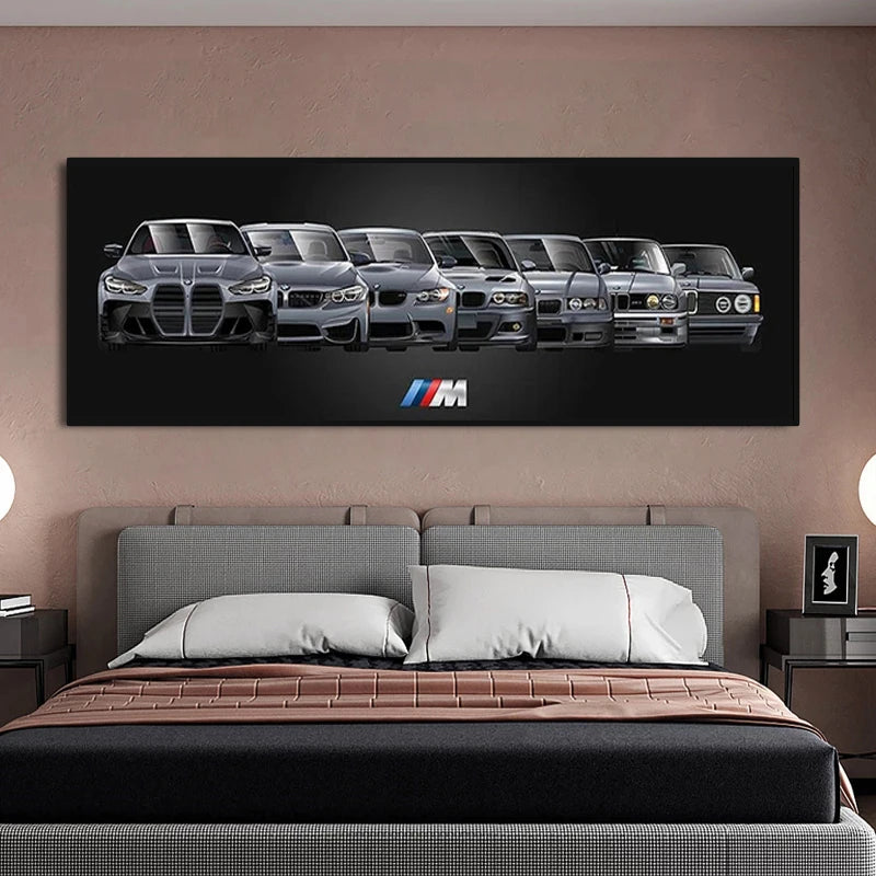 M3 Family Sports Car Series Super Sports Car Evolution Poster Canvas Print Painting Modern Home Living Room Wall Art Decorative