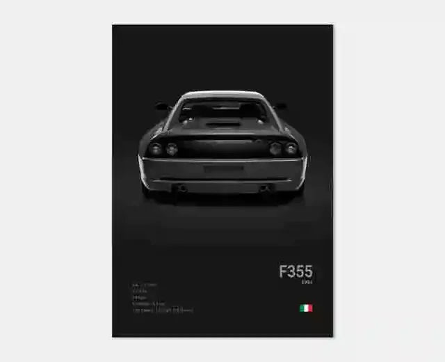 Pop Black and White Italy Cars Luxury Super Sport Car Poster Aesthetic F40 GTO GTB Canvas Print for Wall Art Garage Room Decor