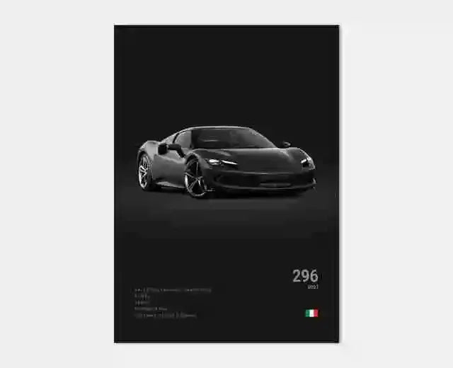 Pop Black and White Italy Cars Luxury Super Sport Car Poster Aesthetic F40 GTO GTB Canvas Print for Wall Art Garage Room Decor