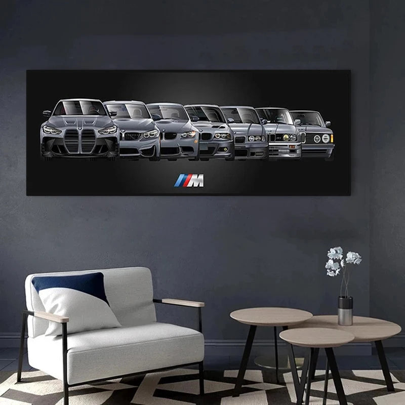 M3 Family Sports Car Series Super Sports Car Evolution Poster Canvas Print Painting Modern Home Living Room Wall Art Decorative