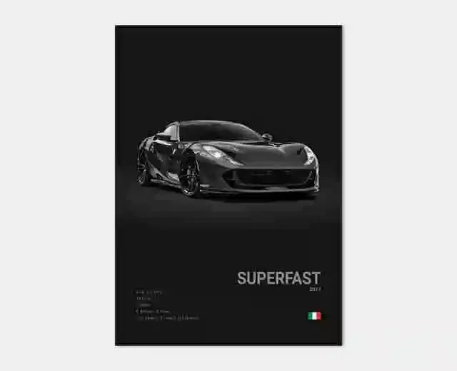 Pop Black and White Italy Cars Luxury Super Sport Car Poster Aesthetic F40 GTO GTB Canvas Print for Wall Art Garage Room Decor