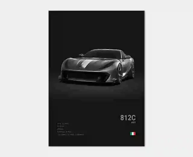 Pop Black and White Italy Cars Luxury Super Sport Car Poster Aesthetic F40 GTO GTB Canvas Print for Wall Art Garage Room Decor