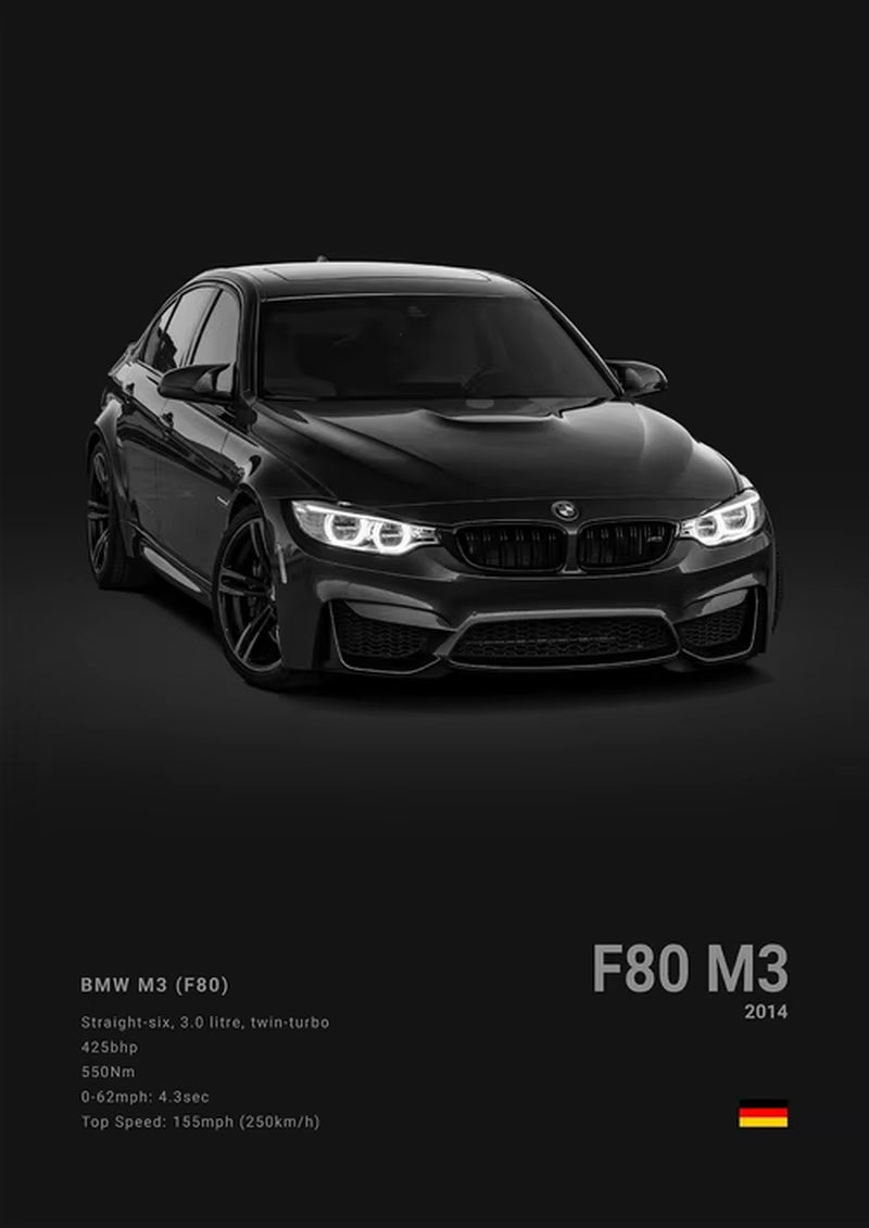 Black Background Sports Cars Poster and Prints F87 M3 M4 G90 E46 Luxury Car Canvas Painting Wall Art Pictures Room Office