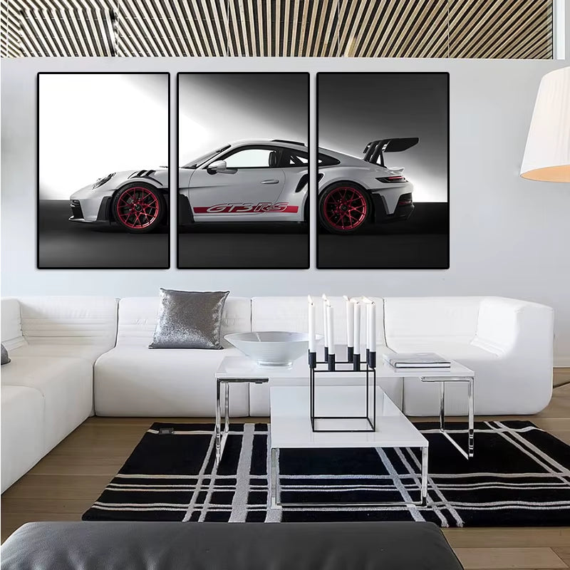 3Pcs Vintage Industrial Style Car Series Poster Gt3Rs Art Poster Canvas Painting Wall Prints Picture Living Room Home Decor