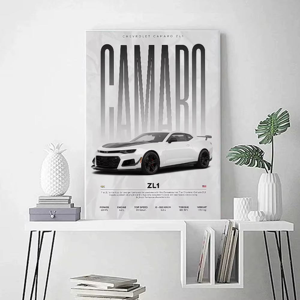 Modern Famous Cars W16 750S Canvas Painting Wall Art Fashion Luxury Sports Car Poster Prints for Living Room Home Decor Gift