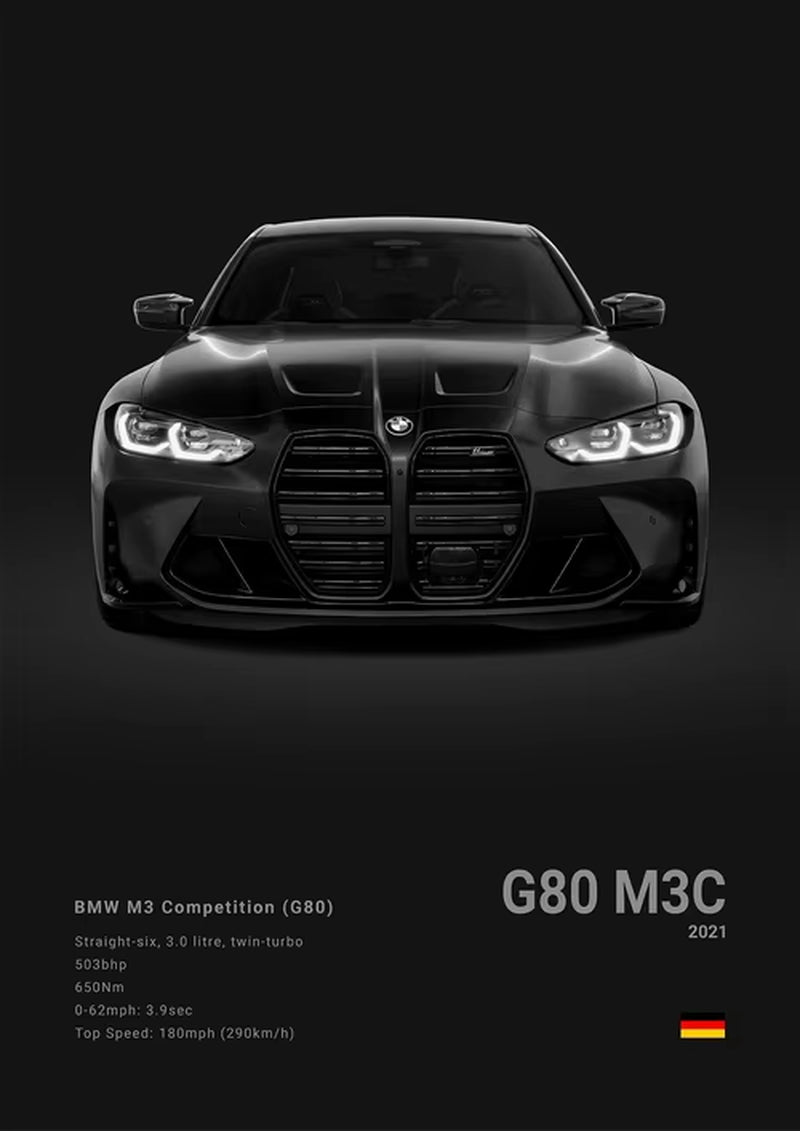 Black Background Sports Cars Poster and Prints F87 M3 M4 G90 E46 Luxury Car Canvas Painting Wall Art Pictures Room Office
